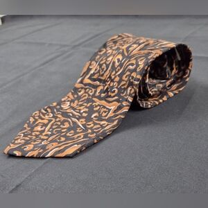 Valentino Pietro Tie 100% Silk Black And Brown